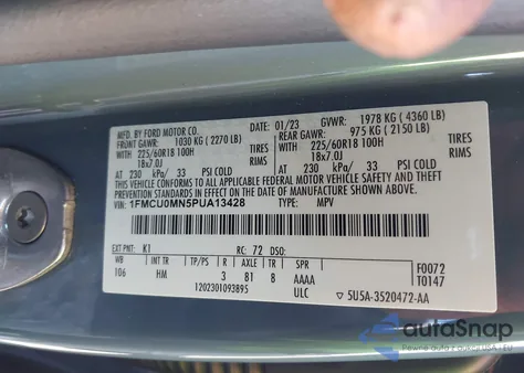 2023 Ford Escape St-Line from USA, damaged, VIN 1FMCU0MN5PUA13428